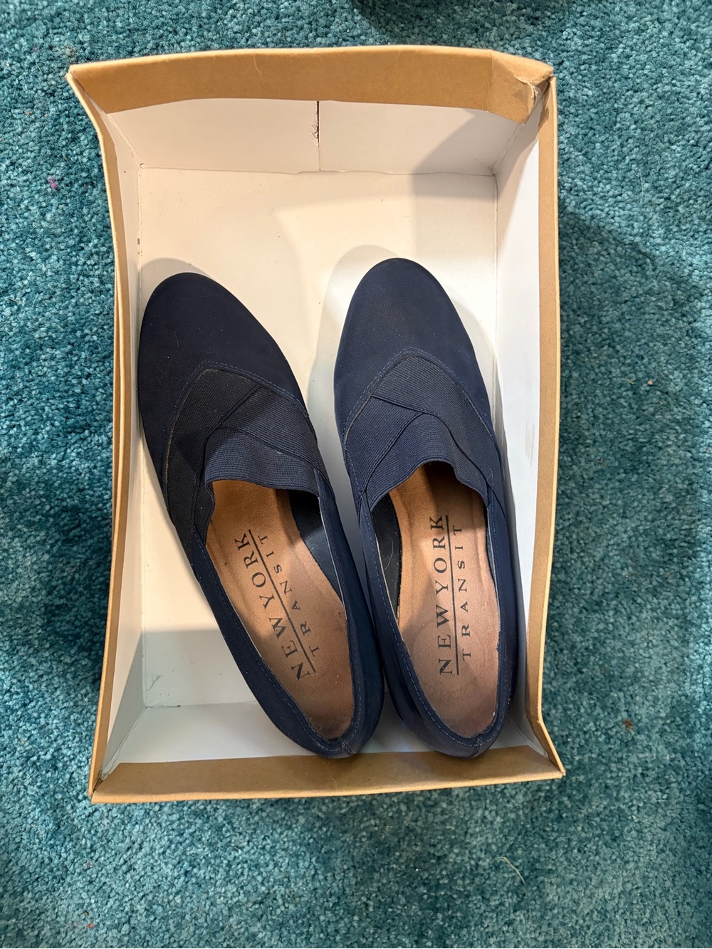 New York Transit Navy Slip-On Wedges 7 1/2